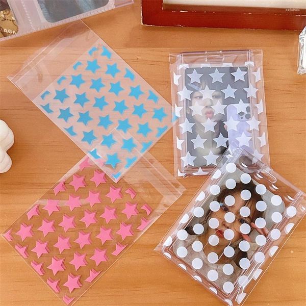 Sacs de rangement 50pcs Couleur étoile amour emballage Carte de carte de cartes Protector Cookie Auto-adhésive OPP Cadeau Pocard Holder Sel-scellé