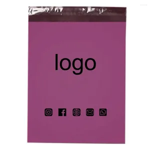 Sacs de rangement 50pcs Courrier sac violet auto-scellant adhésif en plastique en enveloppe postal Postal peut être fabriqué logo