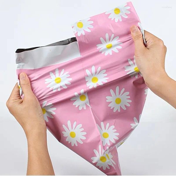 Bolsas de almacenamiento 50 unids Sobre Espesar Poly Ropa Mailing Fruit Flower Impresión Bolsa de mensajería Bolsa de plástico impermeable Express