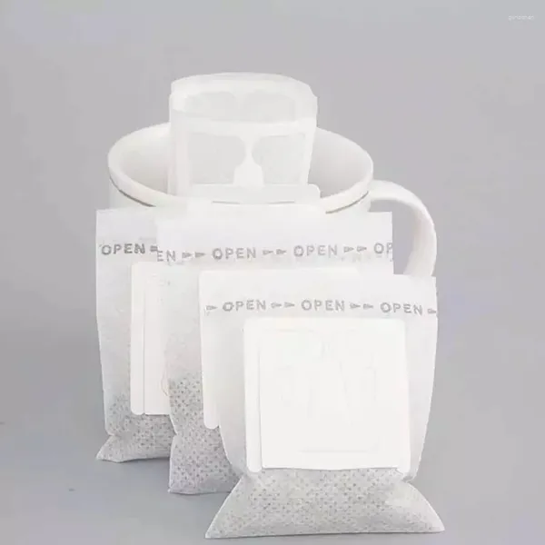 Sacs de rangement 50pcs Filtre de thé à café blanc jetable pour la qualité alimentaire pour l'oreille suspendue en papier drip portable