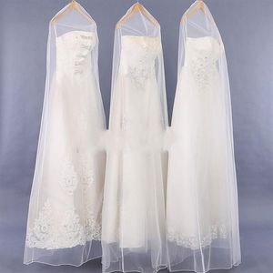 Sacs de rangement 50pcs haute qualité robe de mariée transparente couverture anti-poussière doux tulle vêtement robe de mariée sac de fil net 160cm 180cm338k