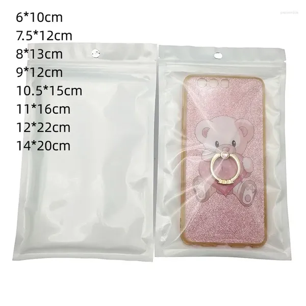 Sacs de rangement 50pcs Sac narlescent yinyang accessoires de téléphone mobile auto-scellant la ligne de données emballage en plastique translucide