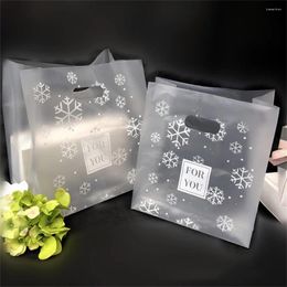 Sacs de rangement 50pcs / Set Frosted Snowflake Printing Cadeaux en plastique Gandage Sac Dessert Pain Gâteau à main