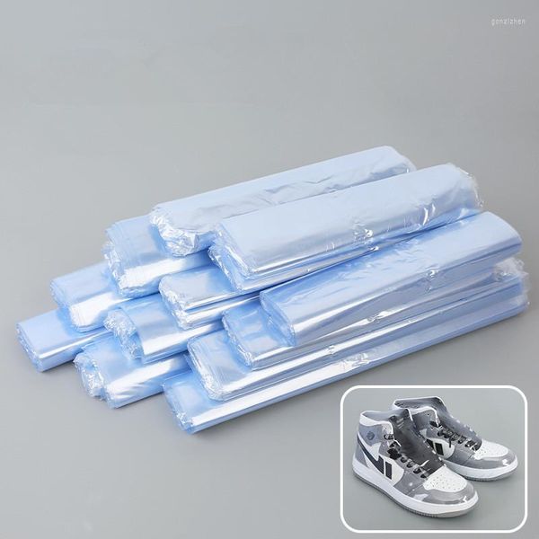 Bolsas de almacenamiento 50 unids/set zapatos de PVC bolsa de película termorretráctil sello de soplador a prueba de agua boca plana transparente hogar