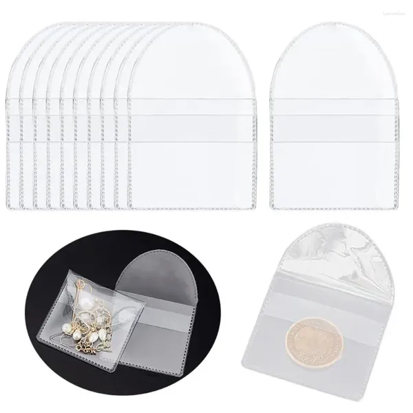 Sacs de rangement 50pcs Souvenir Coin Sac Transparent PVC Protecteur Sleeve Semi-Circle Flap Collection Médaille Bijoux Pochette