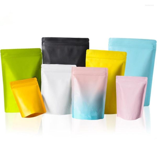 Bolsas de almacenamiento, 50 Uds., bolsa de papel de aluminio mate de pie, resistente al agua, a prueba de polvo, muesca de rasgado, alimentos, frutas secas, dulces, café, té