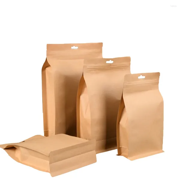 Sacs de rangement 50pcs Emballage de thé Kraft Paper Heat Se joint ouvrir le dessus en papier d'aluminium Pagnières pour le sac de grains de café