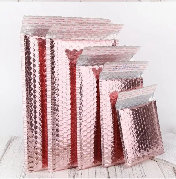 Sacs de rangement 50pcs Bubble Mailers Rose Gold Poly Mailer Auto-Scellant Enveloppes rembourrées Emballage cadeau Enveloppe pour livre