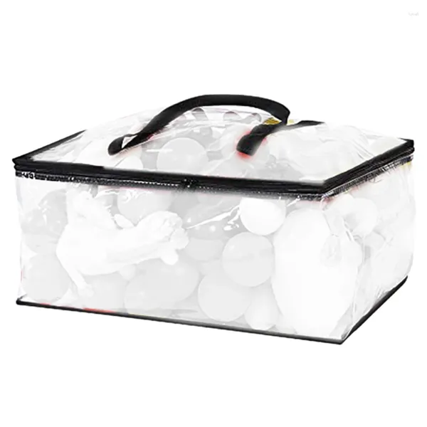 Bolsas de almacenamiento 55L 60x40x25 cm Bolsa impermeable con cremallera Manija de transporte Organizador de manta con cremallera de plástico transparente para