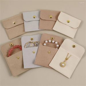 Bolsas de almacenamiento 5 unids 6x6 cm Bolsa de terciopelo Bolsa de microfibra con botón de oro Anillo Pendiente Colgante Saco de aceite Favores de regalo de cumpleaños de boda