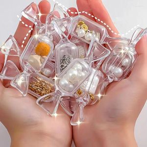 Sacs de rangement 5pcs Boîte de bijoux en plastique transparent en forme de bonbons Simple Mini Brouille à oreilles portable polyvalent pour le voyage