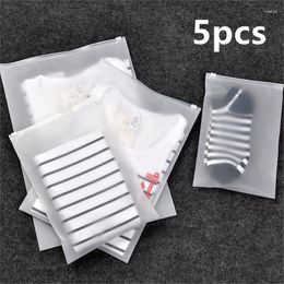 Opbergzakken 5 stks Frosted Clear Plastic Pakket Doek Reistas Custom Waterdichte Rits Lock Self Seal Matte Draagbare