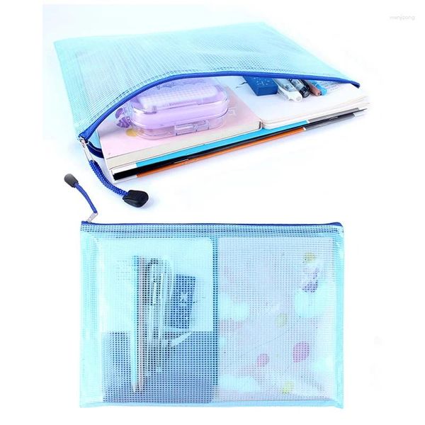 Sacs de rangement 5pcs Pochette à fermeture à glissière en maille A4 A5 Document imperméable à l'eau durable étui à crayons fournitures de bureau scolaire fichier