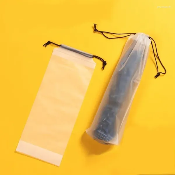 Sacs de rangement 5pcs Sac en plastique translucide Parapluie Réutilisable Portable Cordon de traction Couverture Accueil Organisateur
