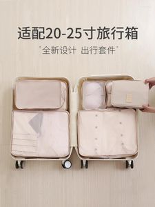 Sacs de rangement 5pcs Cubes d'emballage de voyage Bagages imperméables Sac de toilette Vêtements Organisateur Chaussures Bascules Affaires