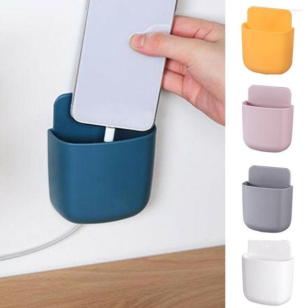 Bolsas de almacenamiento, caja de carga de teléfono montada en la pared de 6 colores, Perforadora de Control libre, estante organizador de enchufe para el hogar, colgador multifuncional R S4H4