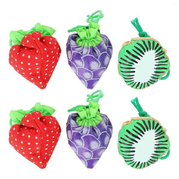 Bolsas de almacenamiento 6 PC Bag plegable Compras de frutas Totas de comestibles plegables bolsos creativos