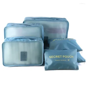 Sacs de rangement 6 PCS Sac en mailles de voyage en tissu oxford de haute qualité dans Organisateur de bagages Organisateur de cube pour vêtements