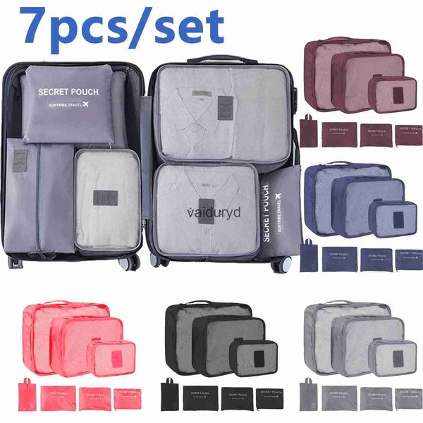 Bolsas de almacenamiento 6 PCS Ropa de viaje Impermeable Portátil Organizador de equipaje Bolsa Embalaje Cubo Colores Stock local Venta caliente Vaiduryd