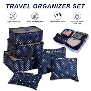 Opbergtassen 6 pc's reizen opbergtas set draagbare reiskoffer Organisator tassen voor vrouwen kleding schoenen make -uptas bagage organisator 230814