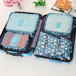 Sacs de rangement 6 pièces Set Travel Organizer Suitcase Portable Luggage Cloths Shoe Tidy Pouching Emballage Cas