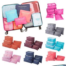 Bolsas de almacenamiento 6 piezas Organizador de bolsas de viaje Ropa zapatilla de viaje de viaje Cubos de empaquetado