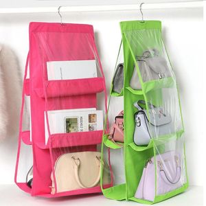 Sacs de rangement 6 poches suspendus sac à main organisateur pour armoire armoire placard Transparent sac organisateur main cintre