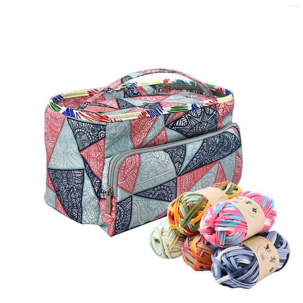 Bolsas de almacenamiento 600D Oxford Bolet Bag Organizer Case de hilo para agujas de ganchillo de ganchillo Mujeres de lana de lana