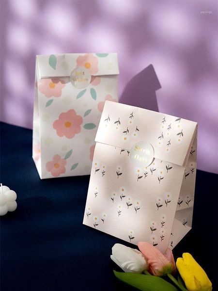 Bolsas de almacenamiento 6 unids colorido impreso plano bolsa de papel caja regalo embalaje ropa boda fiesta de navidad carpeta de trabajo
