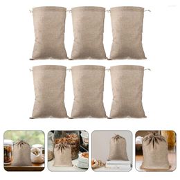 Sacs de rangement 6 pcs Sacs de pomme de terre en lin Burlap de légumes réutilisables avec cordon