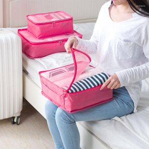 Sacs de rangement 6pcs / set sac de voyage portable ensemble bagages vêtements organisateur bien rangé armoire valise pochette étui chaussures emballage cube