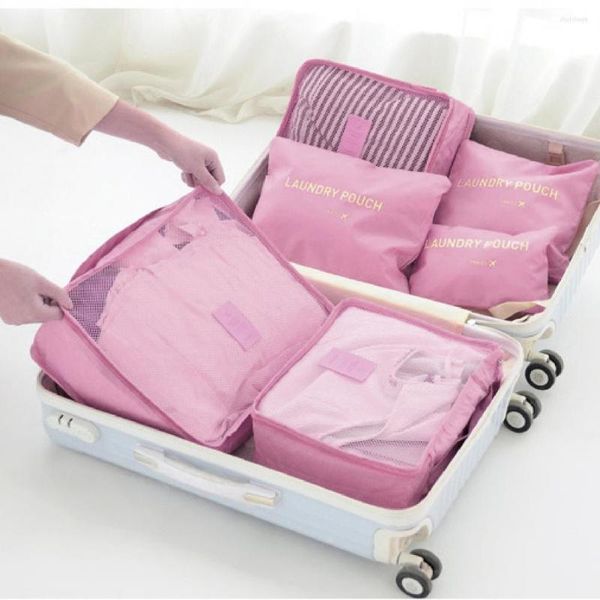 Sacs de rangement 6 pièces/ensemble vêtements pratiques sous-vêtements sac de voyage Oxford tissu bagages emballage Cube Visible pour voyager