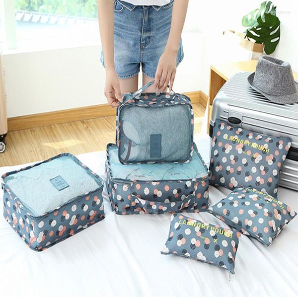 Sacs de rangement 6 pièces/ensemble organisateur de voyage pour valise Cubes d'emballage multifonctionnel chaussures portables vêtements pochette à bagages