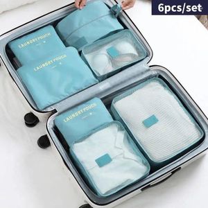 Opbergzakken 6 stks Reistas Grote Capaciteit Bagage Kleding Sorteren Organizer Set Make-up Koffer Schoenen Verpakking Case