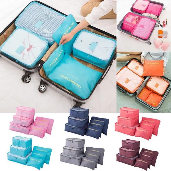 Bolsas de almacenamiento 6psc/setTravel Set para viajar embalaje cubo ropa bolsa equipaje maleta organizador bolsa kit accesorios de viaje