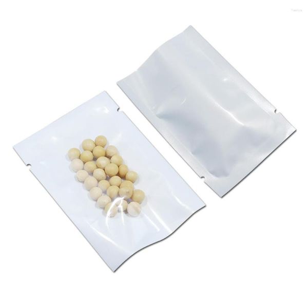 Bolsas de almacenamiento 7 10 cm Open Top 300 unids / lote Claro / Blanco Sellado térmico al vacío Paquete de eventos Bolsas Perros Arroz Alimentos secos Embalaje de polietileno