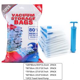 Opbergtassen 7 11pcs vacuüm herbruikbaar voor stoffen gecomprimeerd met handpompreizen spaar space afdichting deken organisator 230418