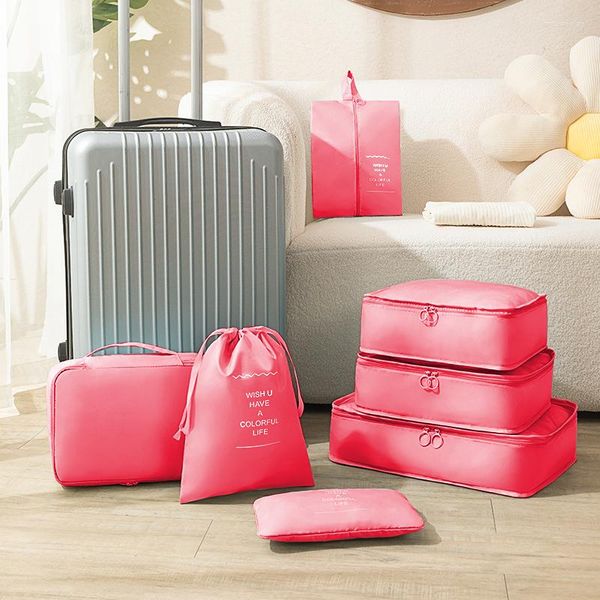 Bolsas de almacenamiento 7/6 unids cubos de embalaje para maletas de viaje organizador mujer ropa bolsa de compresión