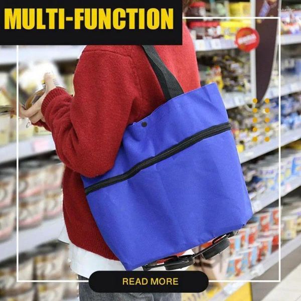 Bolsas de almacenamiento de 7 colores bolsos de bolso suave de bolso de supermercado con ruedas 2 en 1 Diseño Compras para el mercado