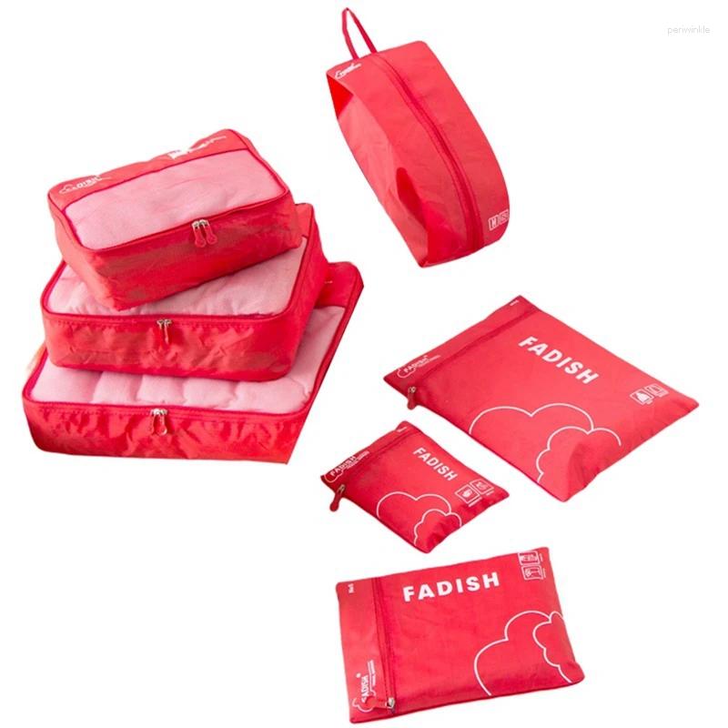 Storage Bags 7 Pieces Set Travel Organizer Suitcase Portable Luggage Clothes Shoe Tidy Pouch Packing