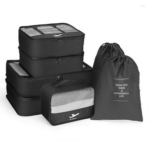 Sacs de rangement 7 pièces/ensemble bagages de grande capacité pour l'emballage Cube vêtements sous-vêtements cosmétique voyage organisateur sac trousse de toilette