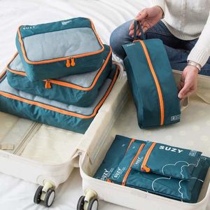 Opbergtassen 7 stks set reisorganisator koffer pakking cases draagbare bagage kleding schoen opgeruimd zakje