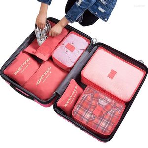 Sacs de rangement 7pcs organisateur de voyage valise portable pour femmes vêtements chaussures sac de maquillage bagages