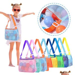 Sacs de rangement 8 couleurs Shell Sac de plage pour enfants Jouet de bord de mer Portable Mesh Drop Livraison Maison Jardin Organisation de ménage Dhgarden Dhmco