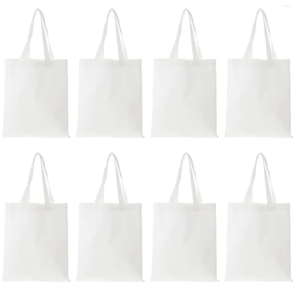 Bolsas de almacenamiento 8 PC Bag portátiles de compras en blanco Boletería bolsas ecológicas lienzo a granel supermercado
