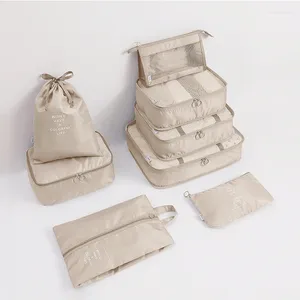 Sacs de rangement 8 pièces/ensemble noir/bleu/gris/blanc sac de voyage étanche grande capacité bagages vêtements ensemble de tri