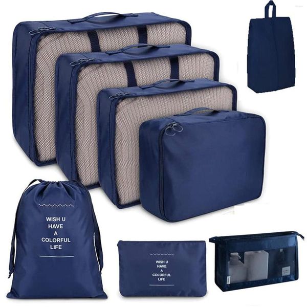 Bolsas de almacenamiento 8pcs Bolsa de viaje Organizador de ropa Librazoleta Zapatos de manta Organizadores