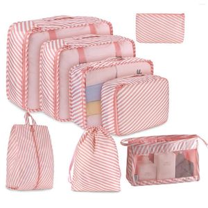 Sacs de rangement 8pcs Organisateur de voyage Portable Vêtements de bagages Tidy Poux Suise Emballage Bag Bag Bag