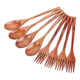 Opbergtassen 8 stks houten lepels vorken set Japanese stijl gebruiksschil
