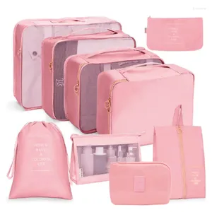 Sacs de rangement 9 pcs valise organiser sac portable vêtements cosmétiques sous-vêtements chaussures emballage ensemble de haute qualité maquillage de voyage
